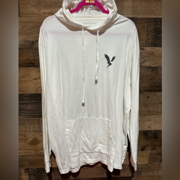 American Eagle XXL White Hood Sweatshirt Lightweight - Picture 2 of 2